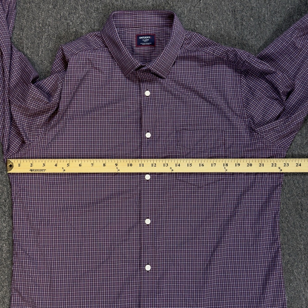 UNTUCKit Slim Fit Plaid Long Sleeve Button Down Shirt Men's XL Nylon Casual - Picture 8 of 11